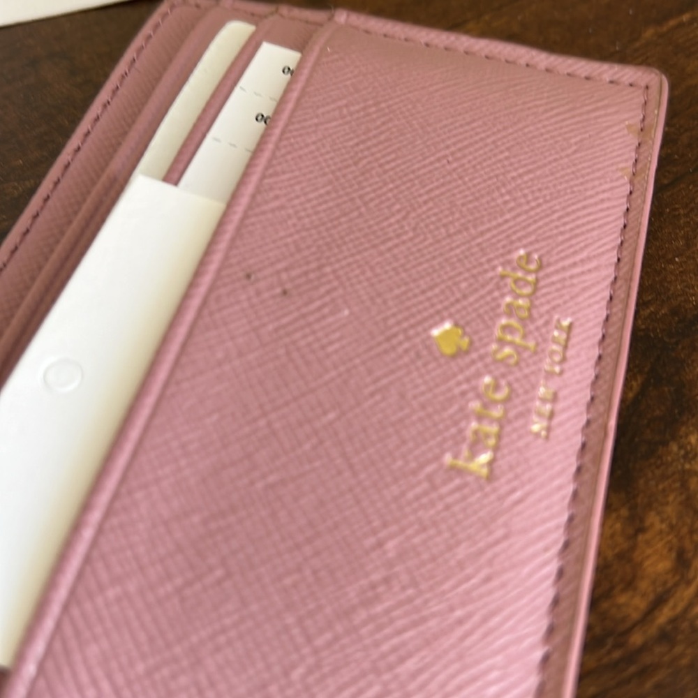 Kate Spade Bundle Heart of Gold Bangle Bracelet and Pink Card Case EUC - Picture 10 of 10